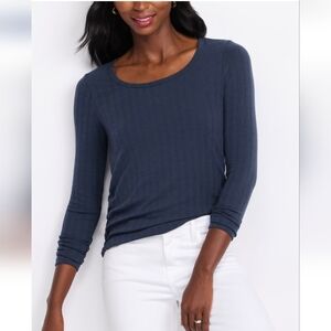 Scoop Neck Navy Long Sleeve Top